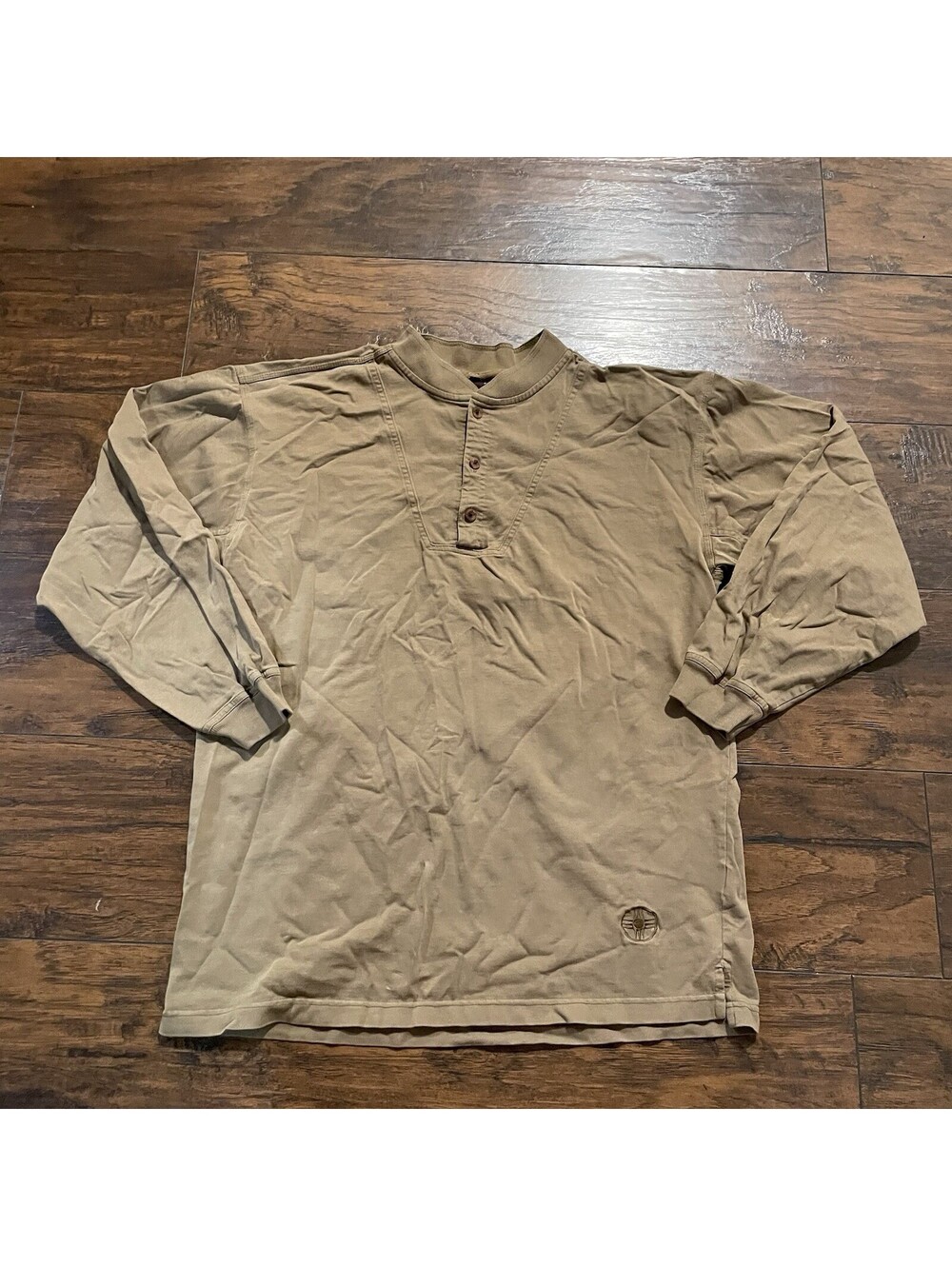 Jansport Vintage Henley 1/4 Button Up Heavy Duty Shirt Men’s Size Large Tan